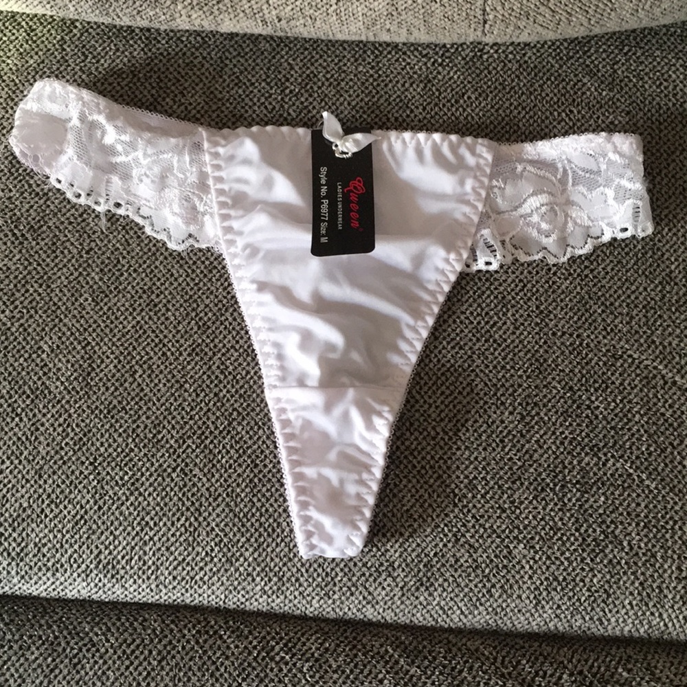 New With Tags “Queen” White Color G-String Panty